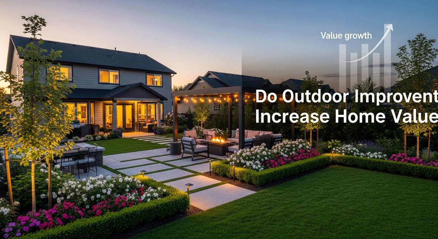 Twin Falls home with professional landscaping and patio illustrating how outdoor improvements increase home value